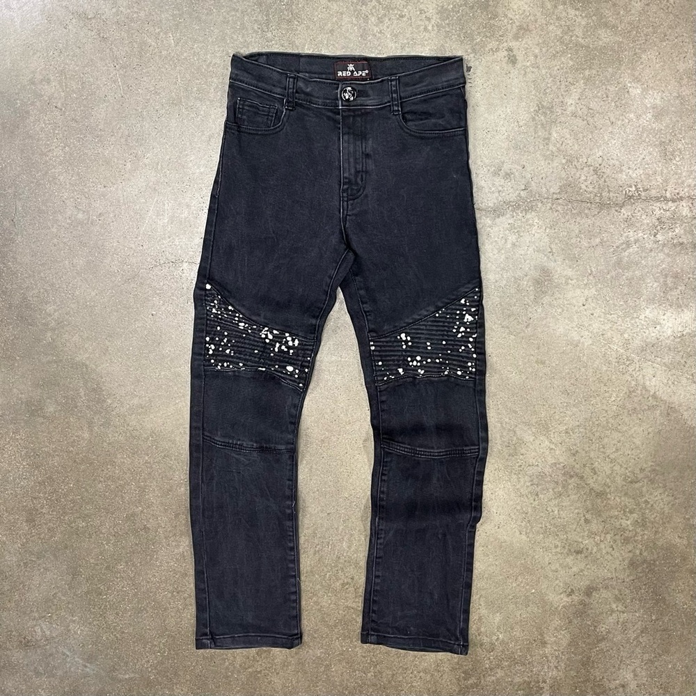 Red Ape Y2K Black Paint Splatter Skater Jeans Boys 14 XL